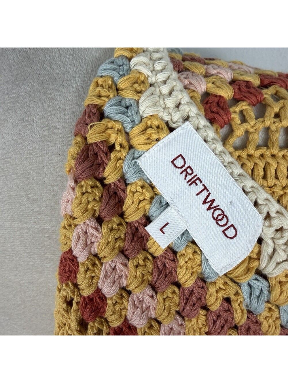 Driftwood Yellow Colorful Crochet Knit Open Cardigan Sweater Boho Festival Large - Picture 5 of 6